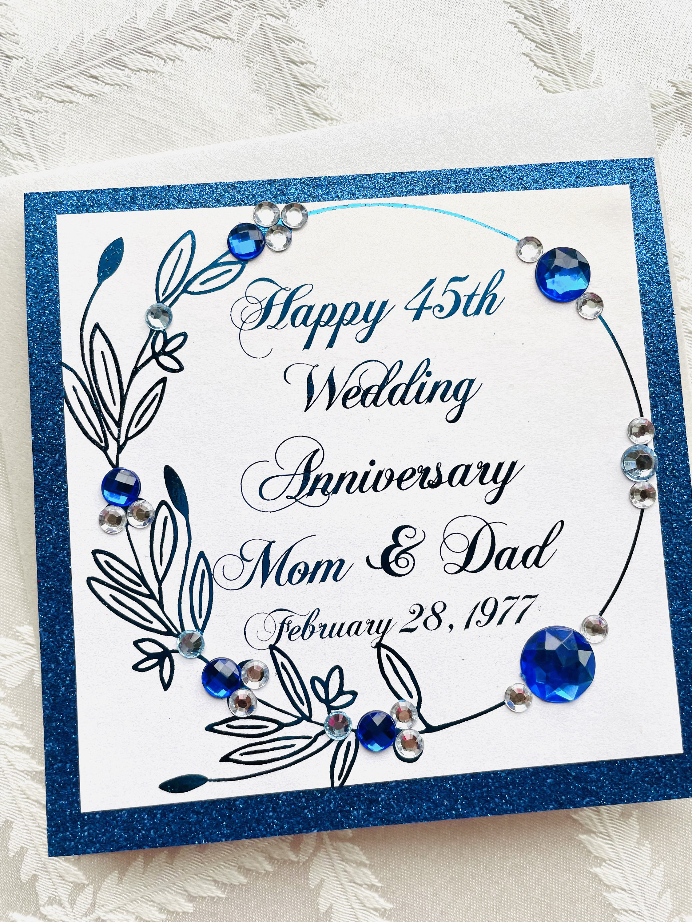 Wedding Anniversary Card 45th Wedding Anniversary Sapphire Anniversary For Parents For Aunt and Uncle For Friends
