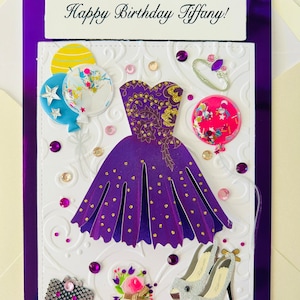 Aniversário Fashonista Cartão|Para ela|Purple|