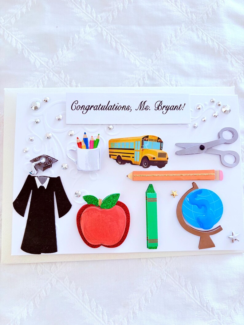 School Bus Teacher Graduation Card, Personalized Educator Gift ...