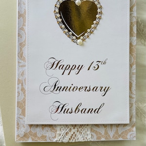 Tarjeta del 13º aniversario/Aniversario de encaje/Para marido/Para amigos