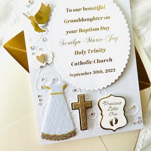 Personalisierte Gold Baby-Taufkarte|Für Baby Mädchen Enkelin| Patenkind
