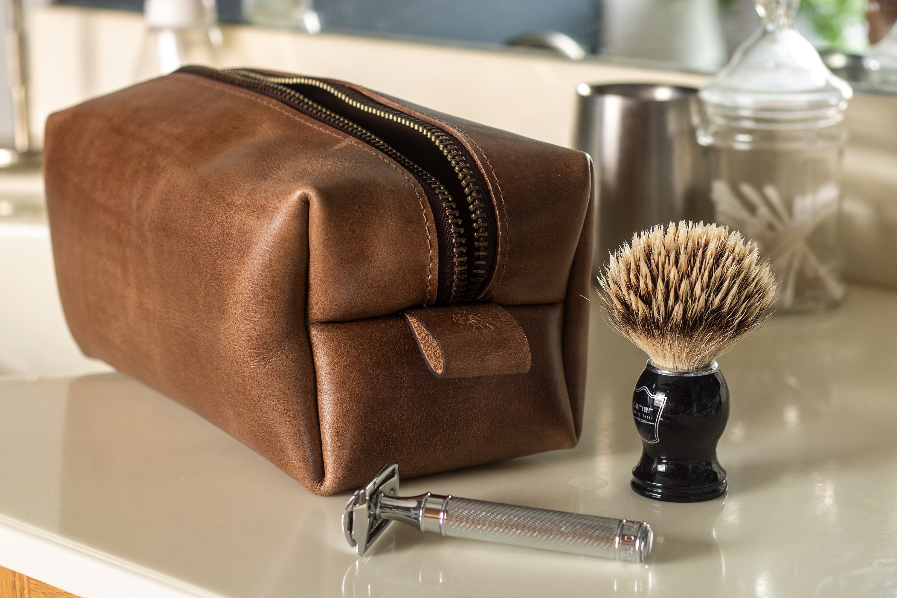 Handmade Leather Dopp Kit Etsy