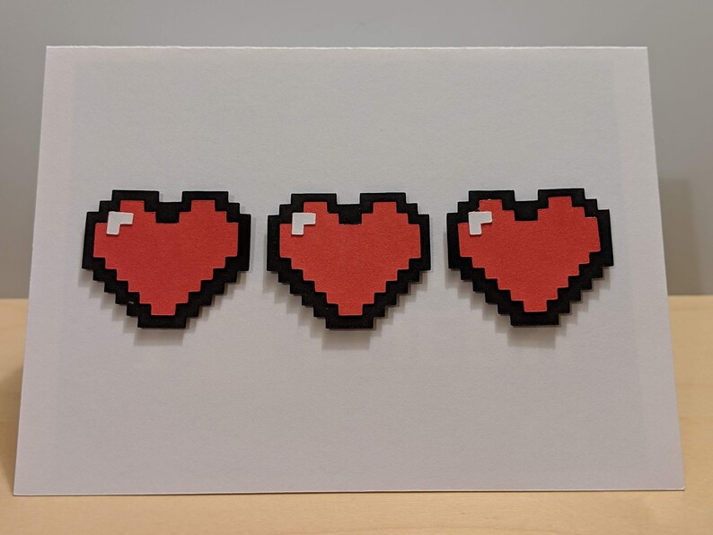 gamer gifts love note cards 8 bit heart video game art anniversary card greeting cards video game valentine card valentines day card