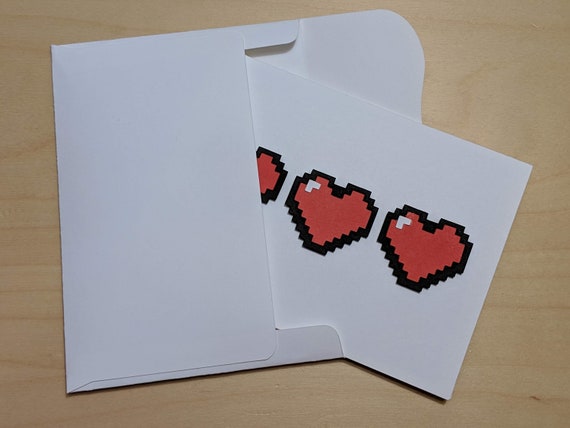 gamer gifts love note cards 8 bit heart video game art anniversary card greeting cards video game valentine card valentines day card