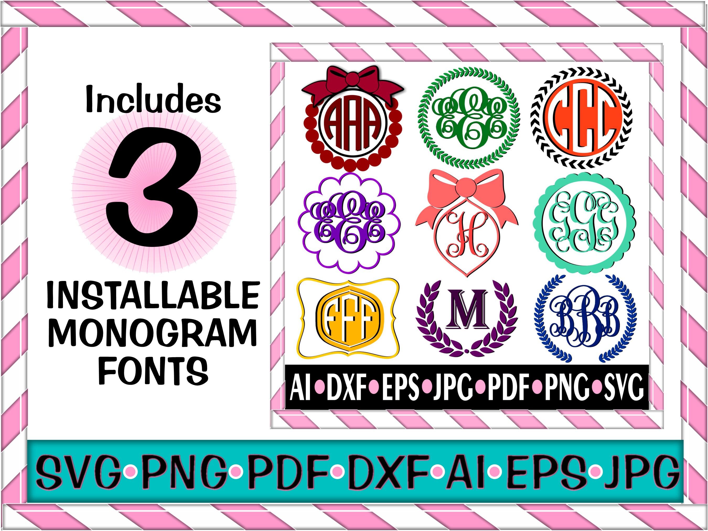 MONOGRAM FRAME Svg MONOGRAM Bundle Cut Files Cricut Silhouette Laser …