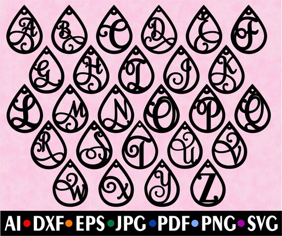 Download Samantha Font Initial Alphabet Monogram Svg Earrings Etsy