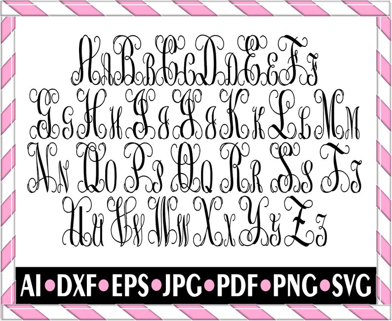 Monogram SVG/DXF/PNG Alphabet Digital Download Silhouette | Etsy