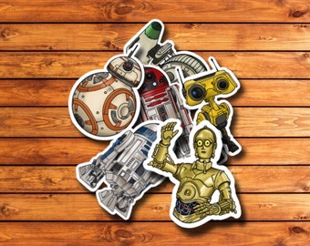 Star Wars Droid Assorted Stickers, R2D2, C3PO, BB8, BD1