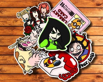 Cartoon Glossy Vinyl Stickers, Cow & Chicken, Powerpuff Girls, Arthur, Hex Girls, Mona The Vampire