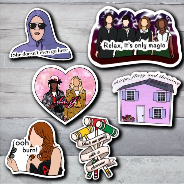 Clueless, Easy A, Heathers, Mean Girls, The Craft, 13 Going On 30, Iconic Chick Flick Movie Assorted Stickers