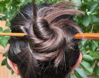 Hawaiian Koa Wood Hair Stick | Handcrafted Wooden Hair Pin | Natural Updo Accessory