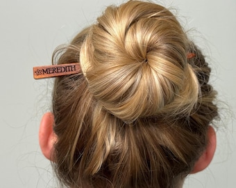 Palillo para el pelo de madera de koa personalizado: accesorio bohemio grabado