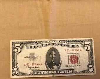 1963 5 Dollar Bill - Etsy