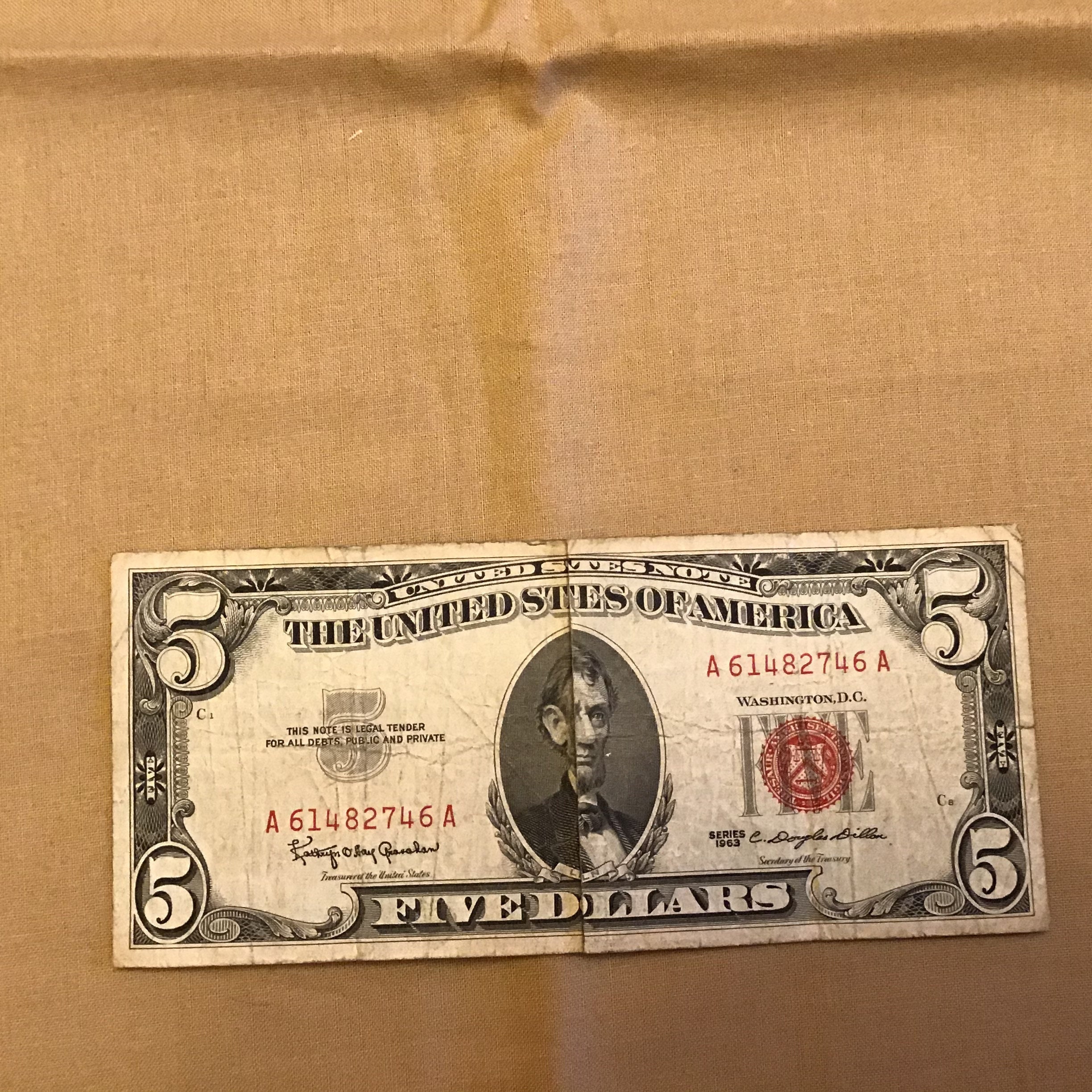 1963 5 Dollar Bill - Etsy