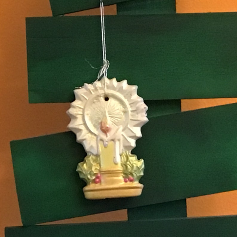 Ceramic Holiday Candle in Candle Holder Tree Ornament Etsy
