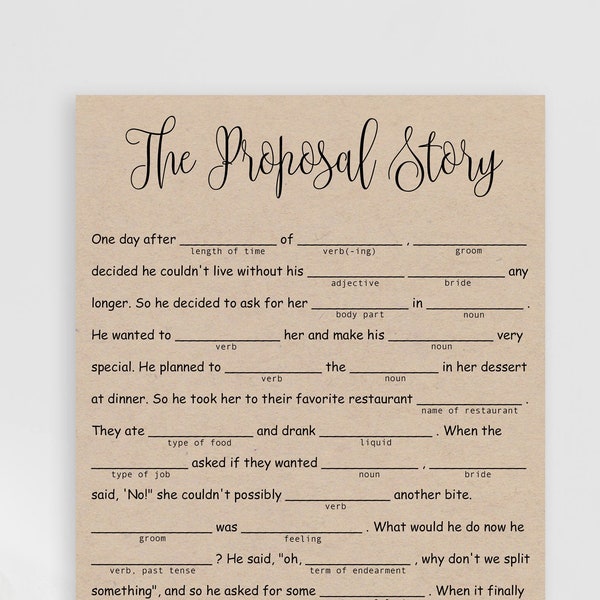 Wedding Mad Lib Etsy