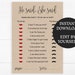 EDITABLE He Said She Said Game Printable Custom Cards Rustic Bridal ...
