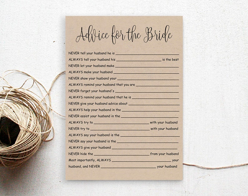 Funny Advice for the Bride Printable Husband Advice Card - Etsy Sweden