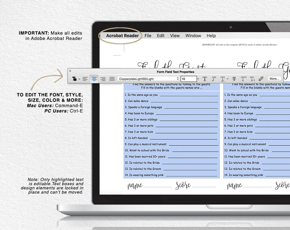 EDITABLE Find the Guest Game Rustic Bridal Shower Game Cards PDF ...