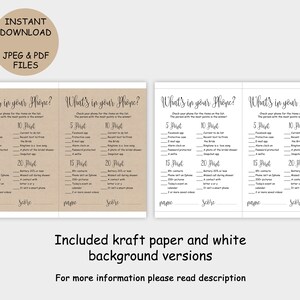 What's in Your Phone Game Printable Rustic Whats on Your Phone Bridal ...