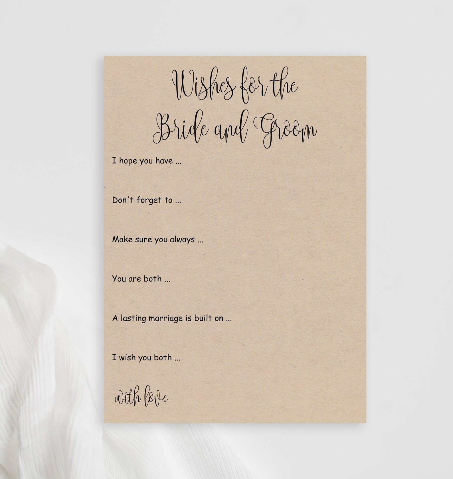 Wishes for the Bride and Groom Cards Printable Bridal Shower Game