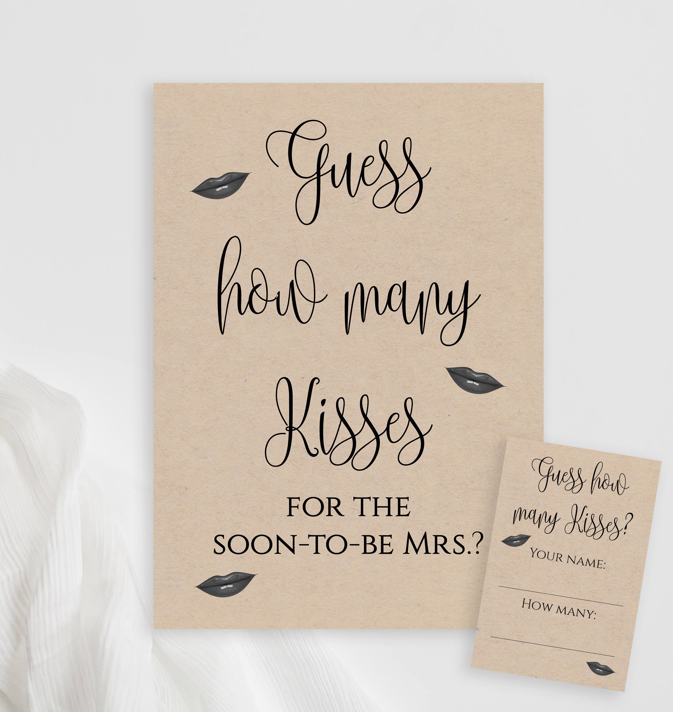 Guess how many kisses for the soon to be mrs printable game Etsy