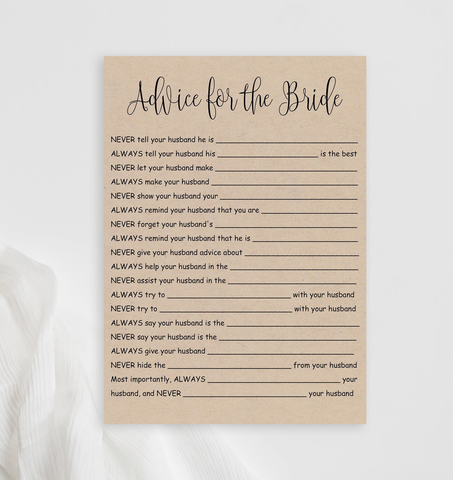 Funny Advice for the Bride Printable Husband Advice Card Etsy Sweden