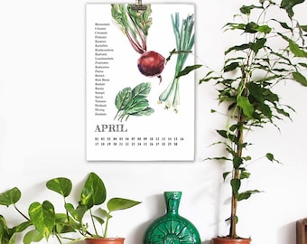 Regional Illustrated Seasonal Calendar seasonal, regional vegetables, cross-seasonal