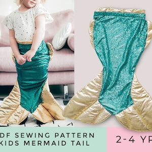 Mermaid Tail Sewing Pattern for Kids – Easy PDF Costume for Ages 2–4