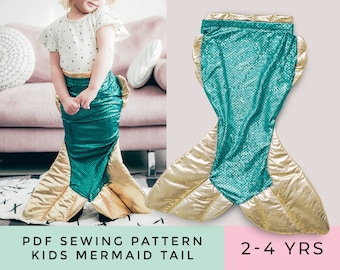 Mermaid Tail Sewing Pattern for Kids – Easy PDF Costume for Ages 2–4