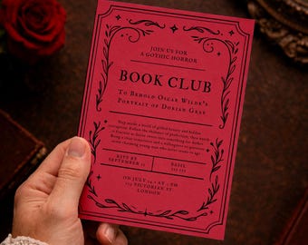 Book Club Invitation | Gothic Horror | Portrait of Dorian Gray | Editable Canva Invite Template for Themed Reading Group