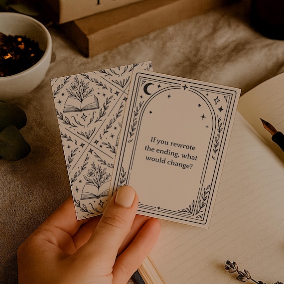 Book Club Discussion Starters Printable | 27 Question Card Reading Group Activity | Canva Editable Icebreaker Template for Book Club Meeting