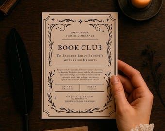 Book Club Invitation | Gothic Romance | Wuthering Heights | Editable Canva Invite Template for Themed Reading Group