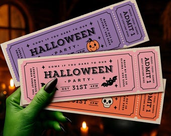 Halloween Ticket Invitation Set: Editable Canva Template, Printable & Digital