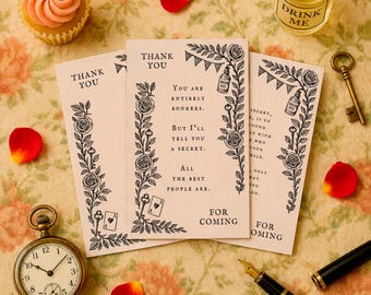 Editable Alice in Wonderland Thank You Card | Vintage Victorian UnBirthday Tea Party | Printable & Digital Canva Templates