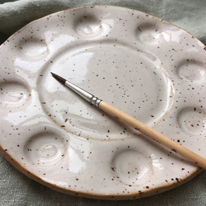 Hopies Stoneware Handmade Artist's Palette, Ceramic Speckled Palette, Painter Palette, Water Color Palette, Clay Palette, Made to Order