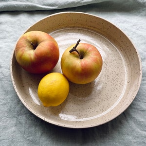 Hopies Handmade Stoneware Flower Bowl, Fruit Bowl, Salad Bowl, Serving Medium Bowl, White Table Decor, Pottery Bowl, Modern Rustic, Nordic