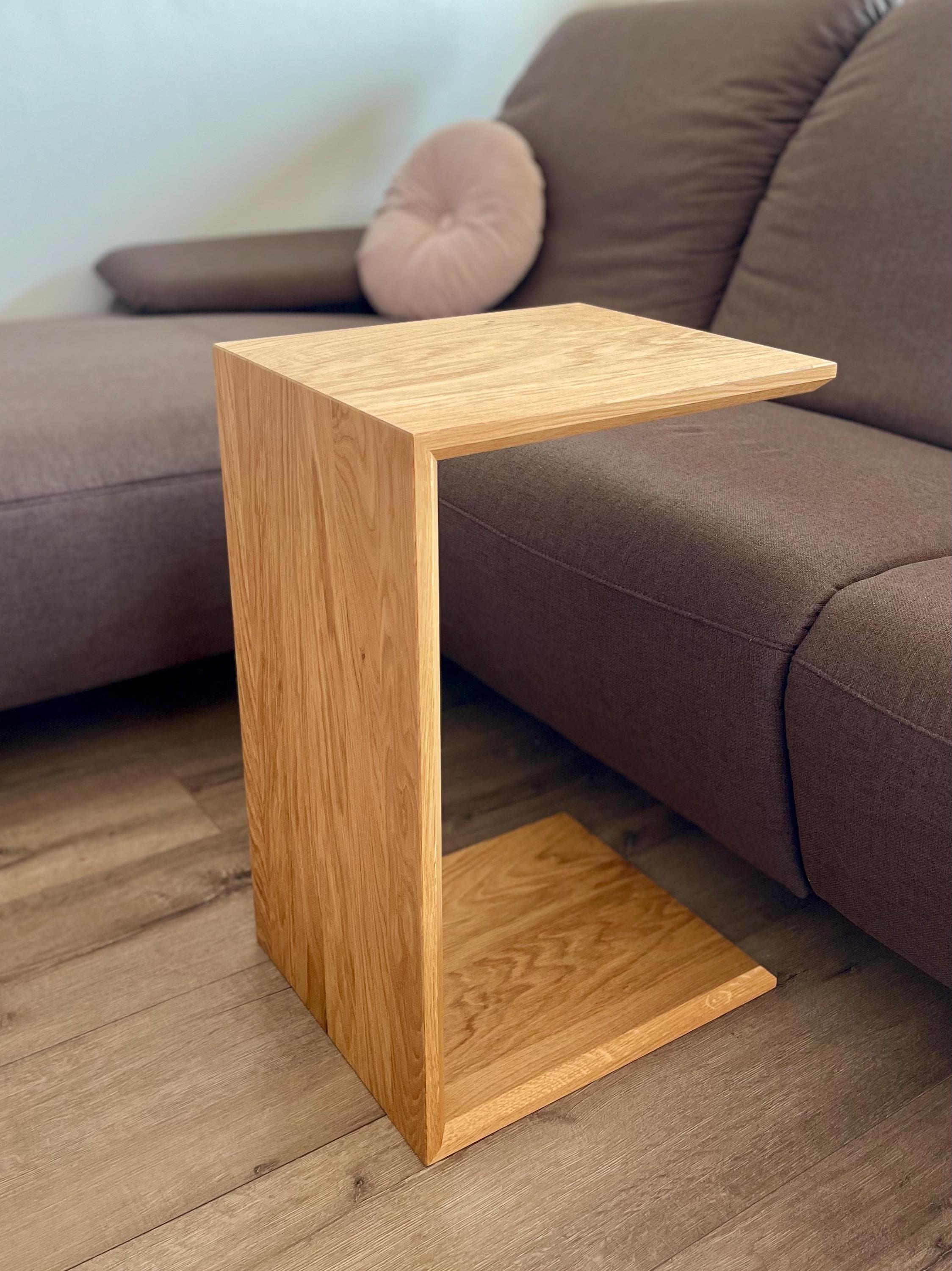 Beistelltisch Eiche Massivholz geölt, C-Tisch, Wohnzimmertisch, Couchtisch, Sofatisch