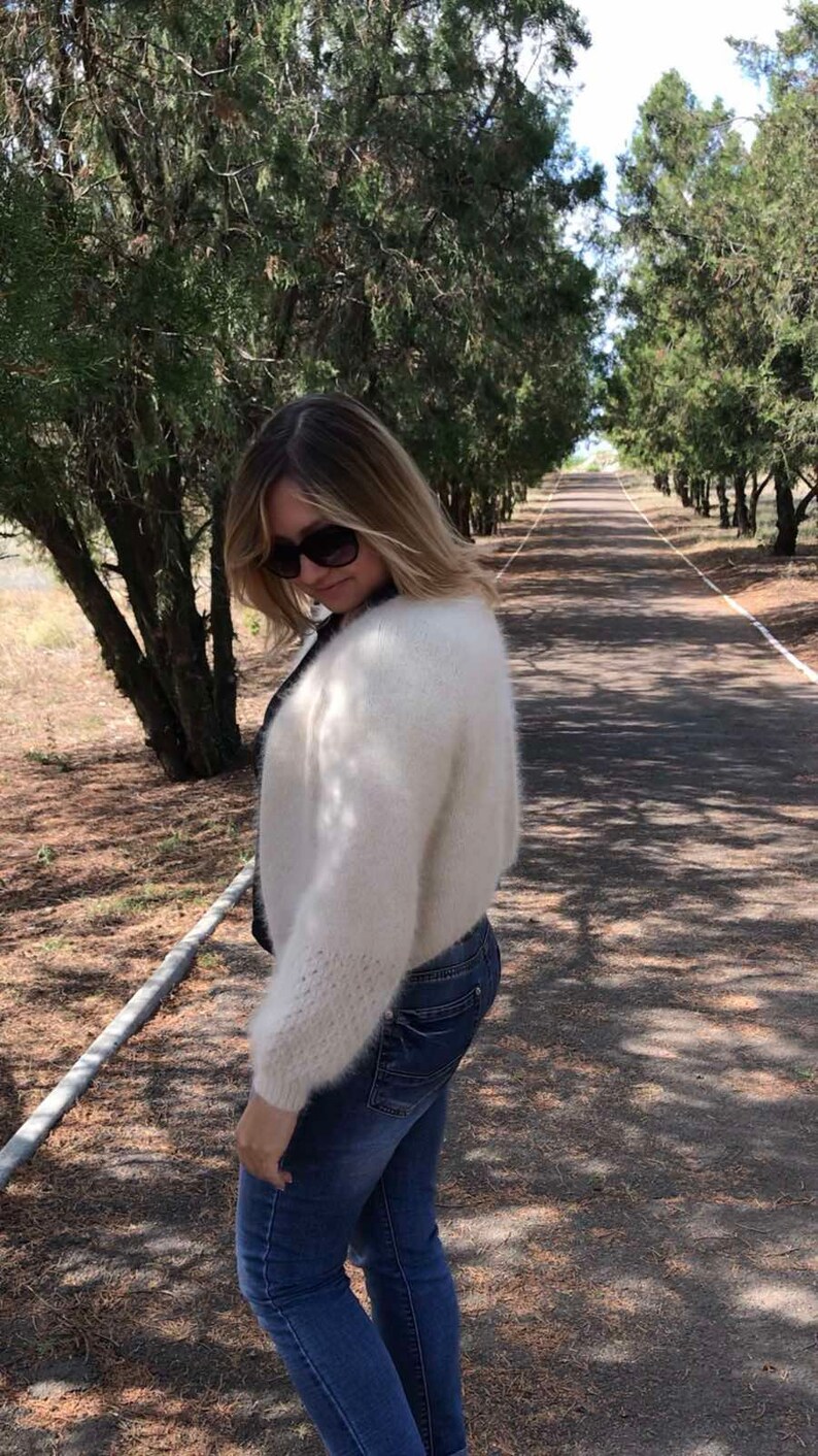 Beige cardigan Womens wrap cardigan Hand Knit Beige Angora Cardigan Open front cardigan Angora cardigan Fluffy cardigan Beige jacket
