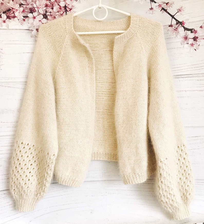 Beige cardigan Womens wrap cardigan Hand Knit Beige Angora Cardigan Open front cardigan Angora cardigan Fluffy cardigan Beige jacket