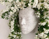 Head Planter female quot Pebble quot pot face wall hang table . Decorative unique plaster wall art concrete impression eco friendly