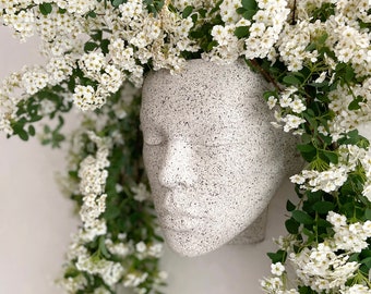 Head Planter female "Pebble" pot face vase wall hang table Decorative unique plaster wall art concrete impression eco friendly