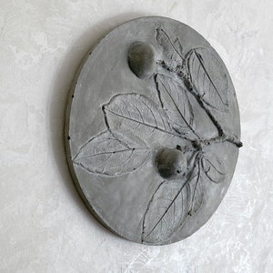 Tile Apple tree cast Concrete. Botanical Decorative unique plaster wall art framу wood concrete impression Pressed Flowers eco friendly image 4