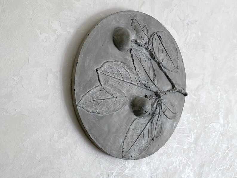 Tile Apple tree cast Concrete. Botanical Decorative unique plaster wall art framу wood concrete impression Pressed Flowers eco friendly image 4