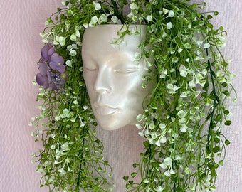 Head Planter female "Velvet" face vase pot wall hang table Decorative unique plaster wall art concrete impression eco friendly