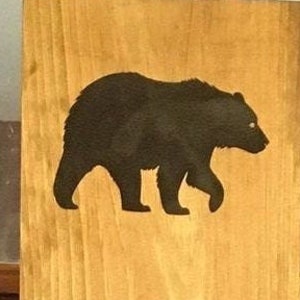Bear Welcome Porch Leaner, Hand Painted Wood Sign