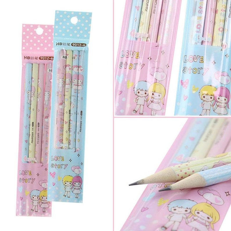 Kawaii Love Story HB Wooden Pencils