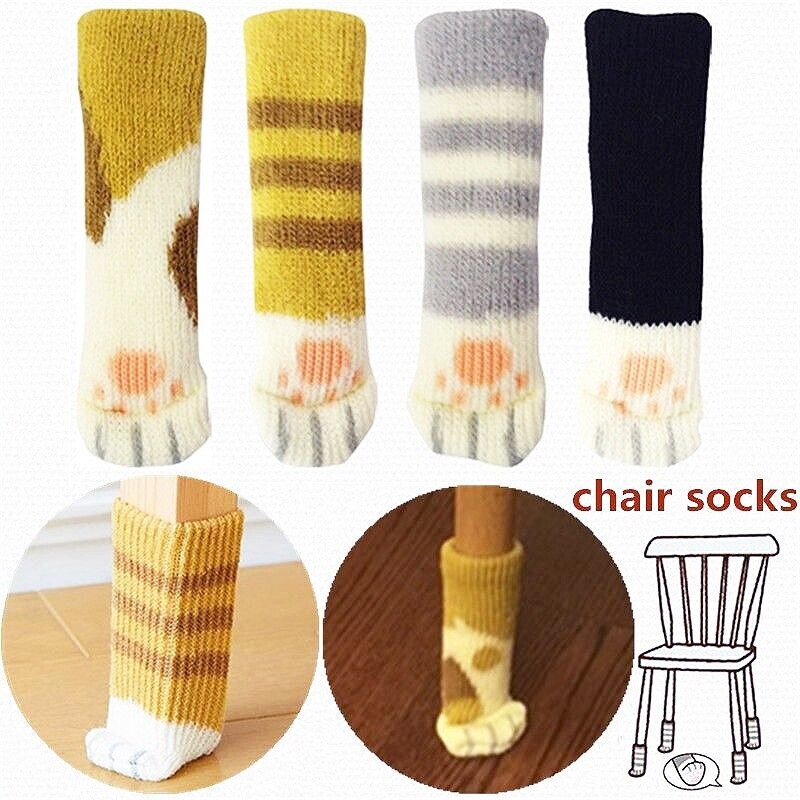 Brown M-Aimee 32 Packs Chair Leg Socks Knitted Furniture Socks Leg Floor Protectors Furniture Table Feet Covers 