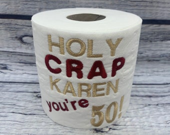 50th Birthday Novelty Embroidered Toilet Roll, Personalised, Custom, Funny gift, joke, keepsake, Birthday, Happy 18th, milestone, present