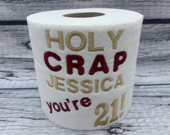 21st Birthday Novelty Embroidered Toilet Roll, Personalised, Custom, Funny gift, joke, keepsake, Birthday, Happy 21st, milestone, present